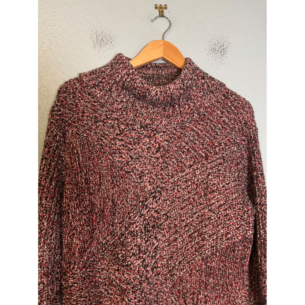 Rag & Bone Women's Bry Merino Wool Mock Neck Oversized Sweater Red Black Medium - Picture 4 of 10